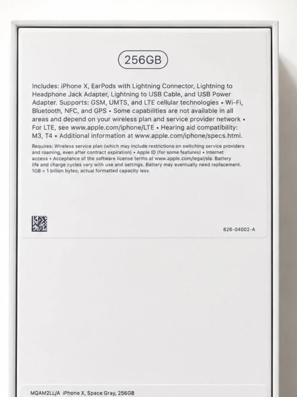Apple iPhone X Original Empty Box 256GB Space Gray w/ Manuals & Apple Stickers